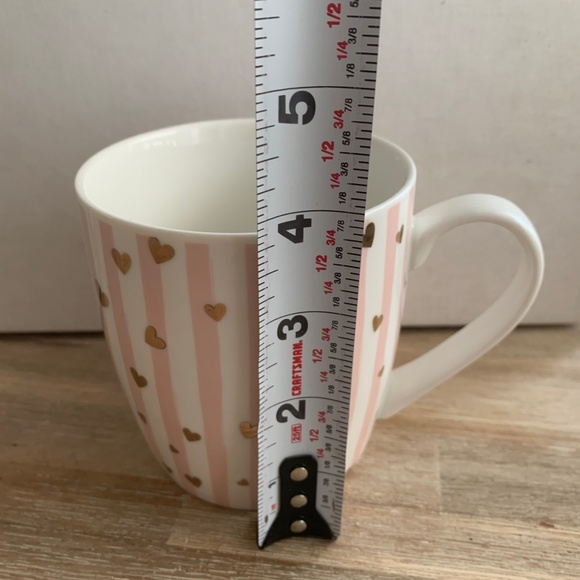 Add on item $5 Coco + Lola Pink White Stripe Gold Heart Mug Valentines Day - Picture 8 of 8